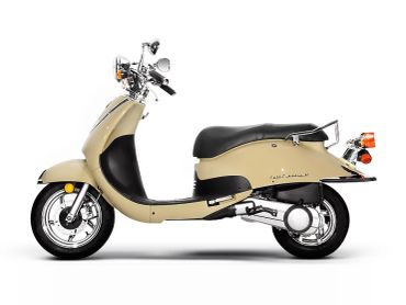Classic beige scooter isolated on white background.